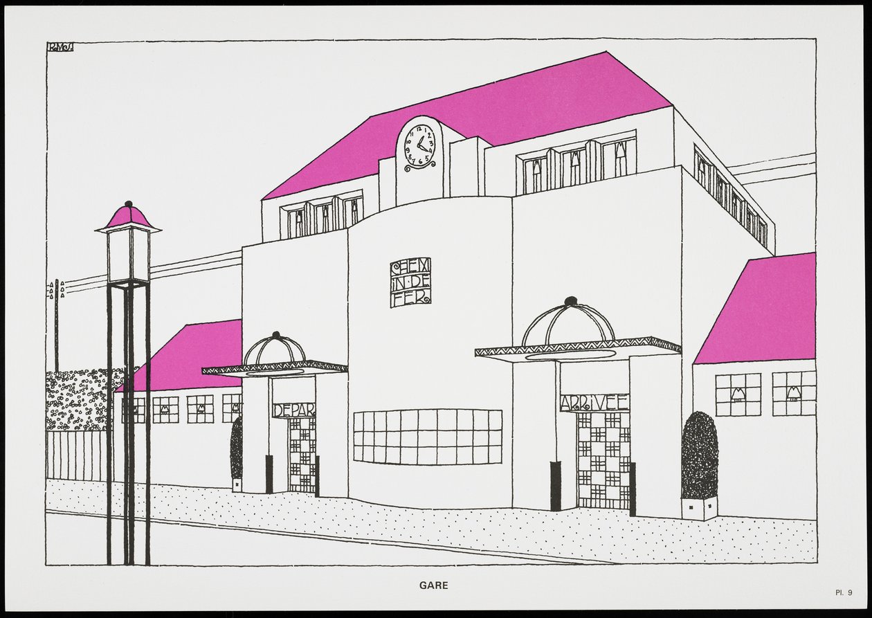 Gare, de Une Cité Moderne, Dessins de Rob Mallet-Stevens Architecte, 1987 (publié) - Robert Mallet Stevens
