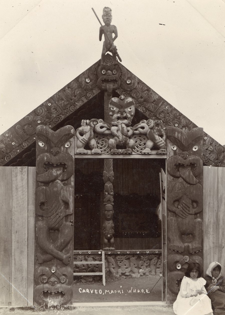 Whare maori sculpté, vers 1900 - Robert Marsh