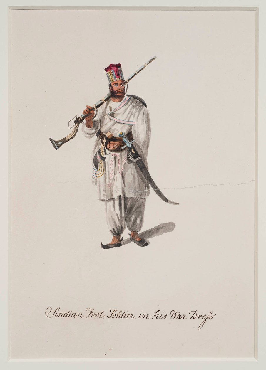 Soldat de pied Sindian en tenue de guerre, 1815 - Robert Melville Grindlay