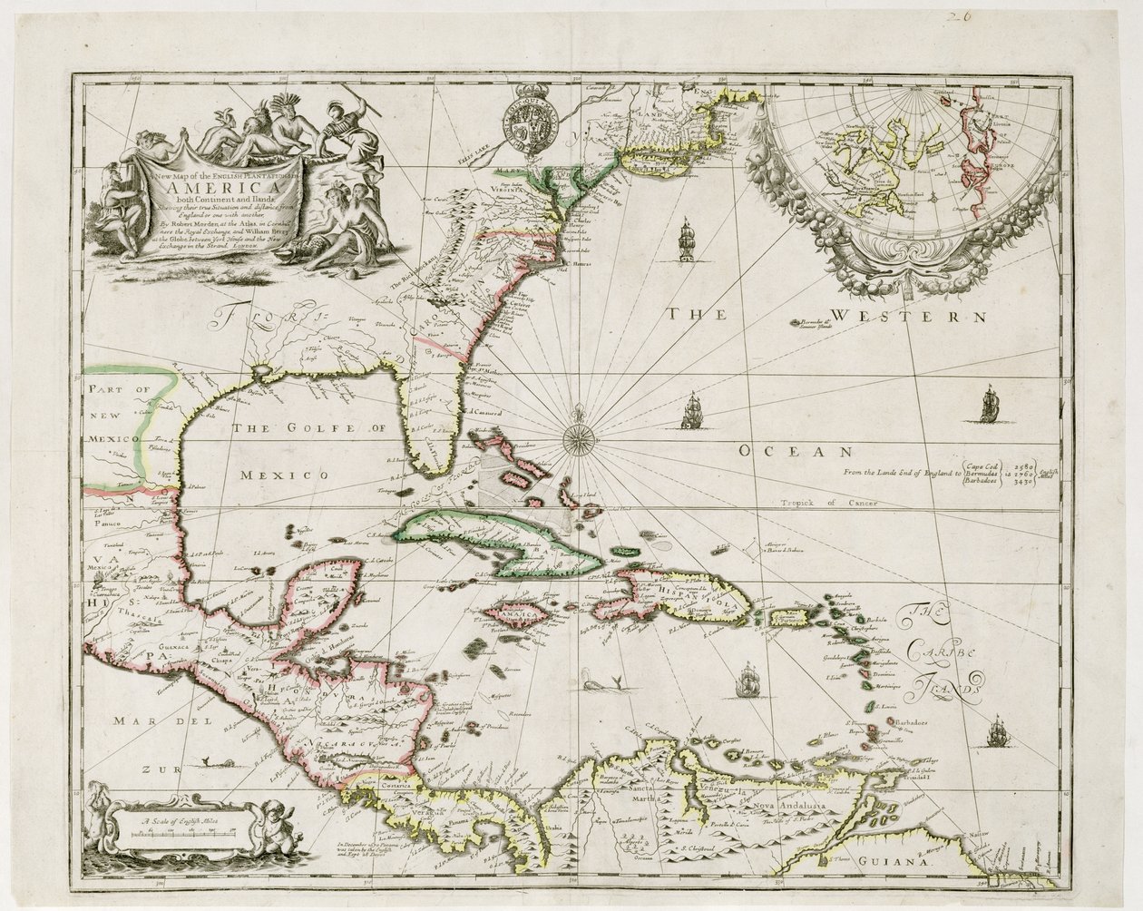 Nouvelle carte des plantations anglaises en Amérique, 1673 - Robert Morden
