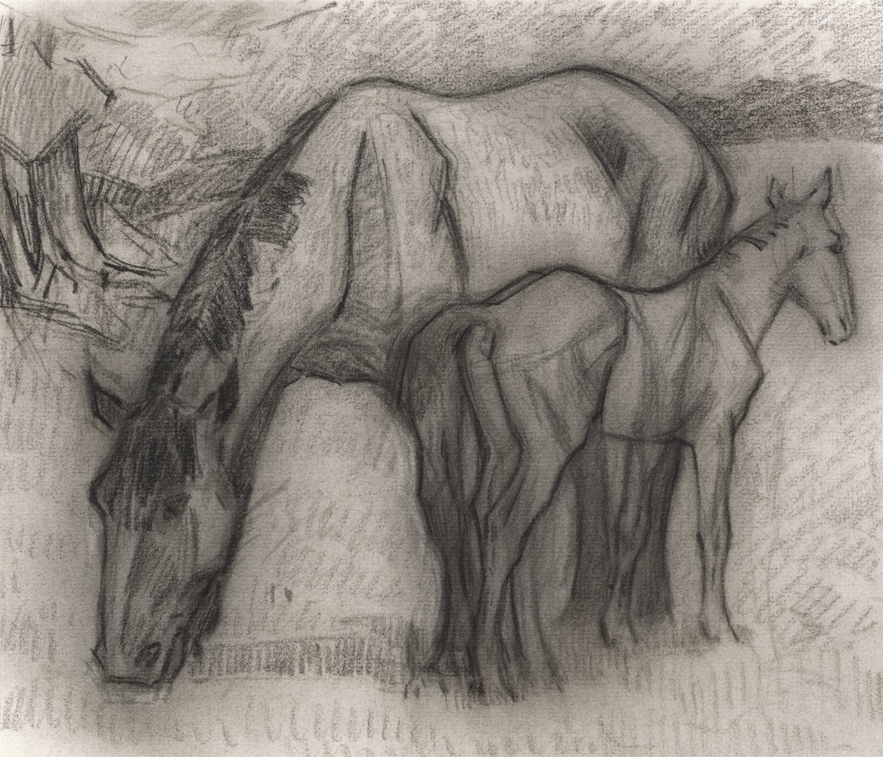 Étude pour jument et poulain, Lytchetts, Clayhidon, 1917 - Robert Polhill Bevan