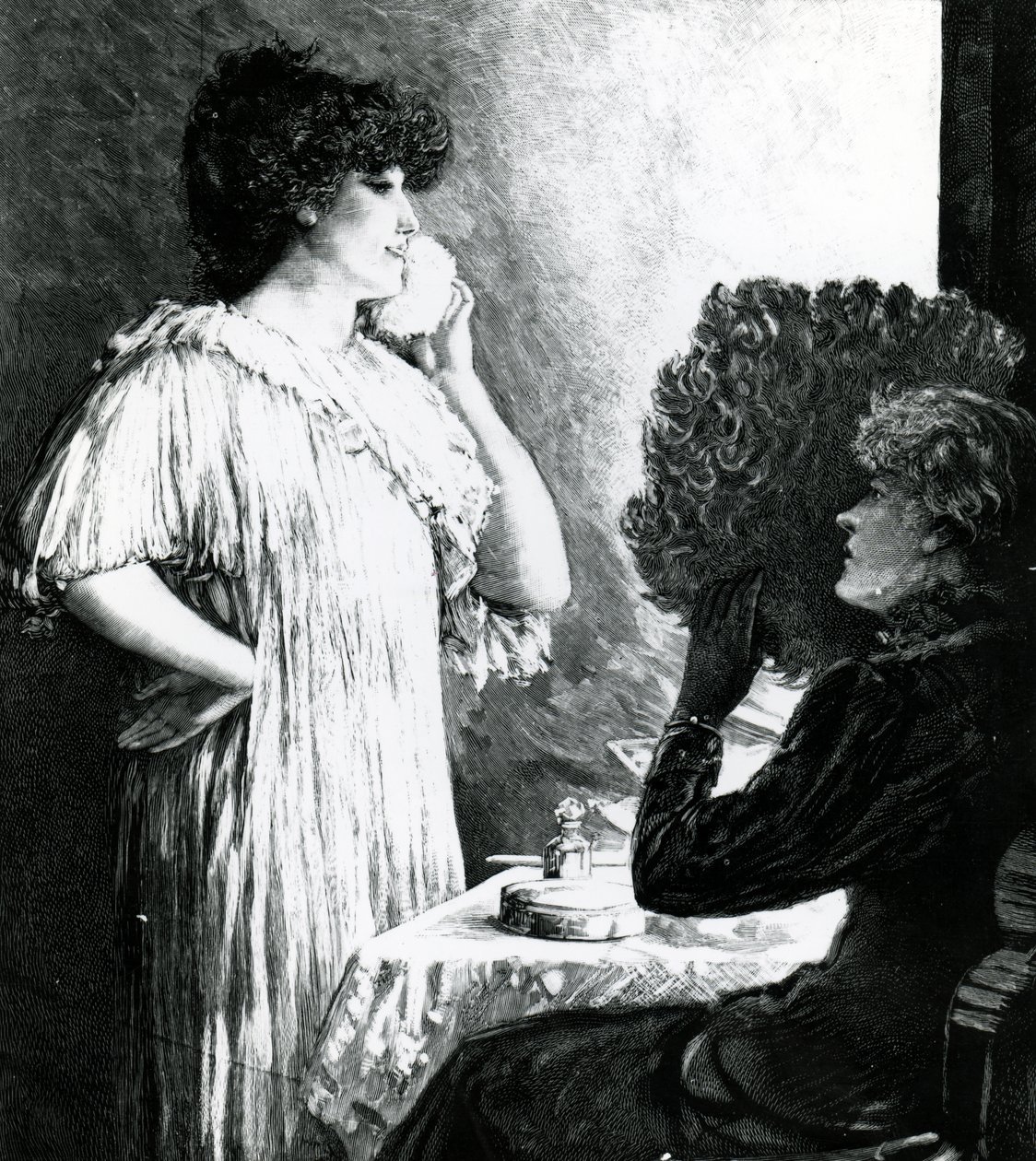 Ellen Terry rendant visite à Sarah Bernhardt dans sa loge au Royal English Opera House, vers 1881 - Robert Ponsonby Staples