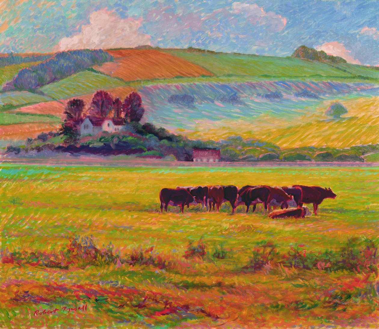 Soirée avec du bétail, vallée de Cuckmere, Sussex - Robert Tyndall