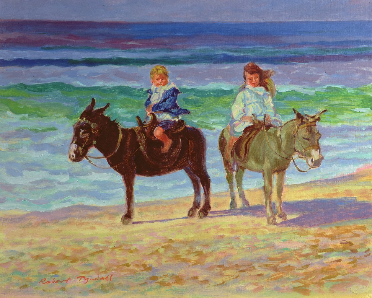 Deux enfants sur des ânes - Robert Tyndall