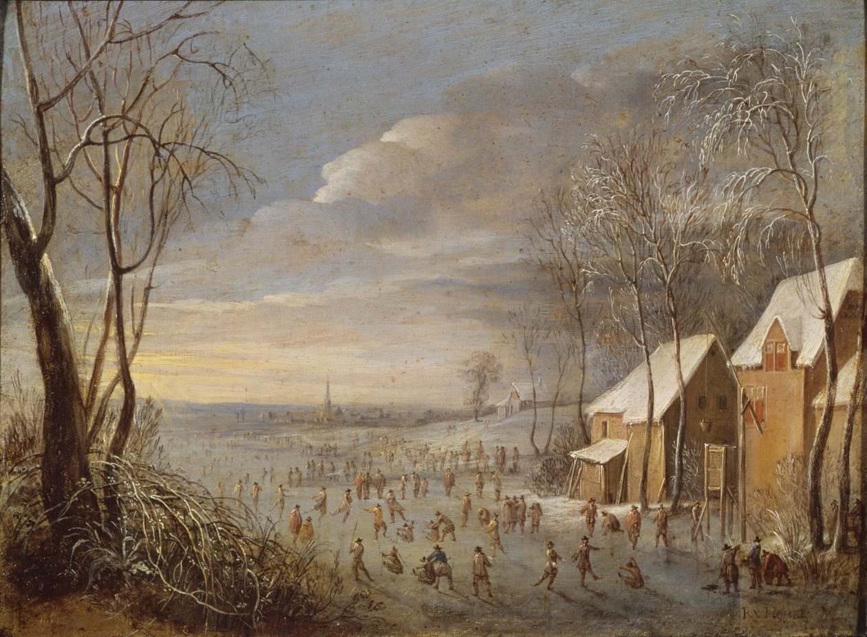Scène de patinage ou effet de neige - Robert van den Hoecke