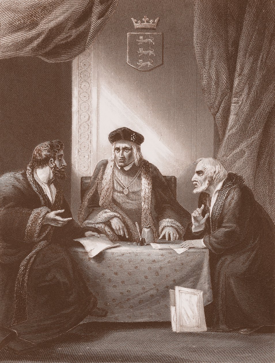 Henri VII avec Empson et Dudley, gravé par A.H. Payne - Robert (after) Smirke