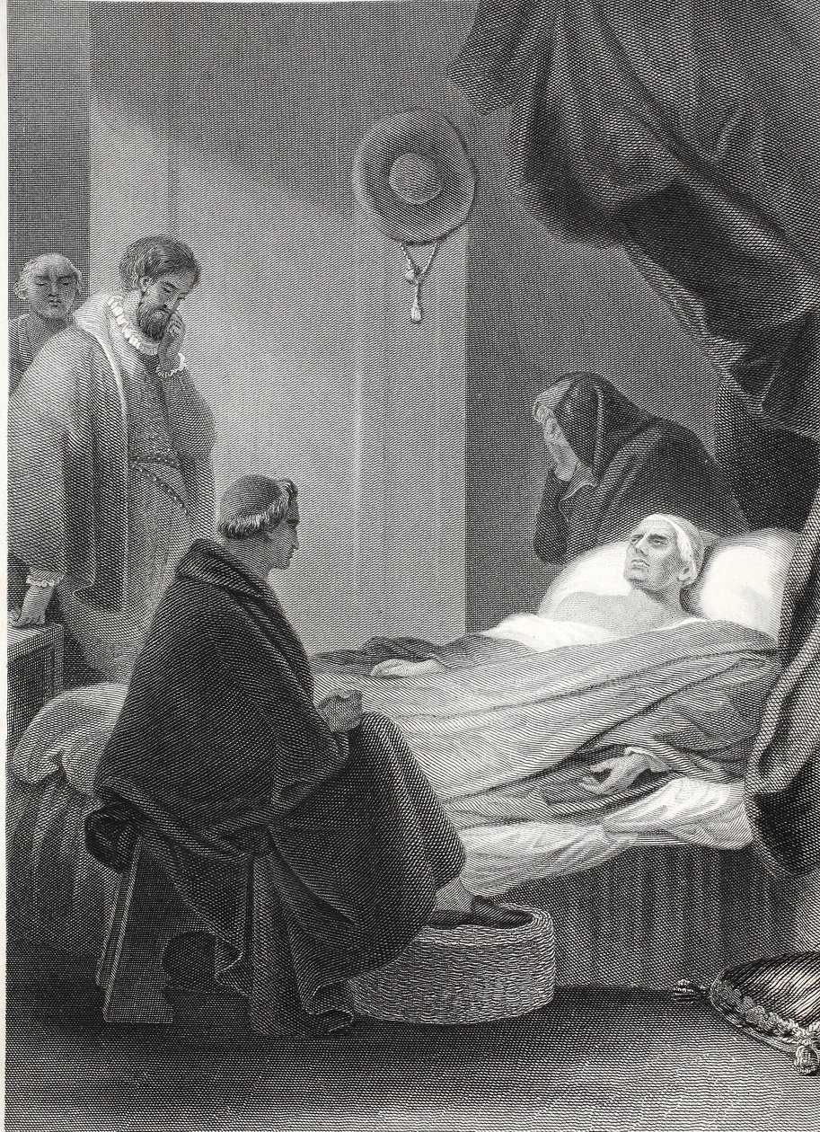 La mort du cardinal Wolsey, gravé par A.H. Payne - Robert (after) Smirke