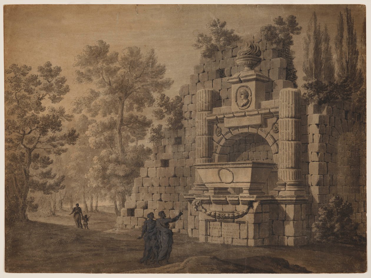 Capriccio avec des figures antiques parmi des monuments classiques en ruine - Robert Adam
