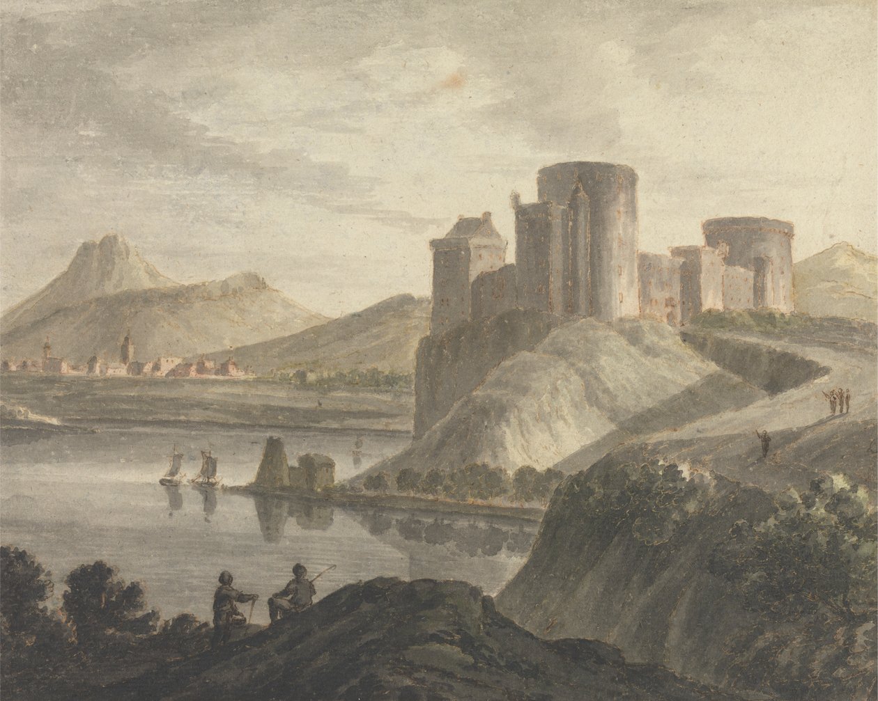 Château avec figures dans un paysage classique - Robert Adam