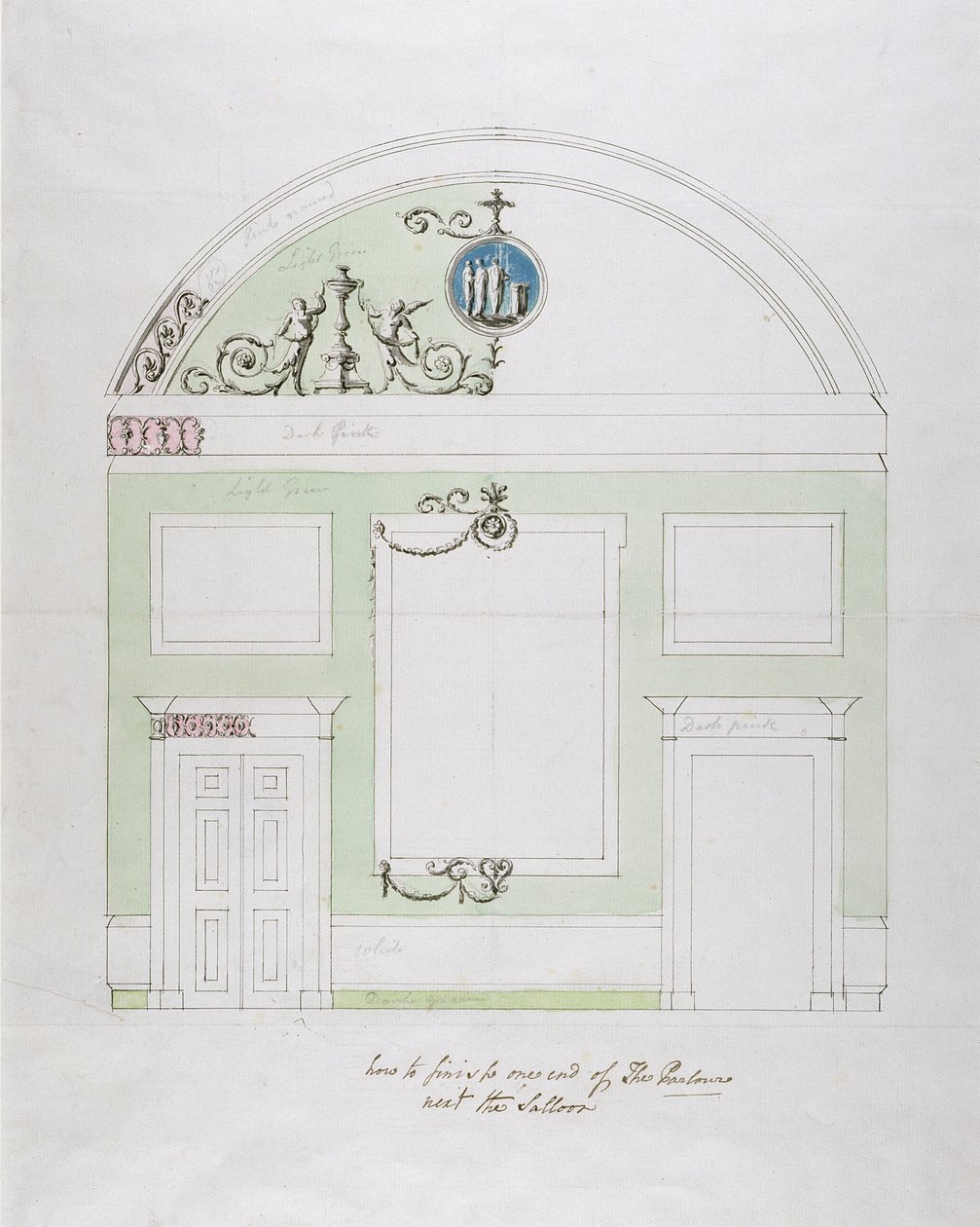 Conception pour le mur de fond de la salle à manger, Headfort House - Robert Adam