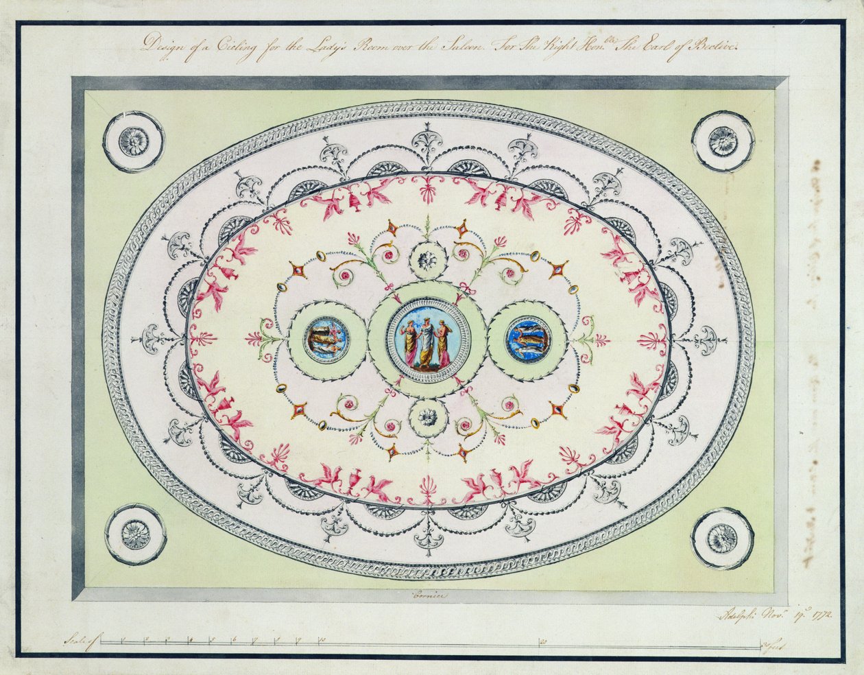 Conception pour le plafond de la salle des dames, Headfort House, 1772 - Robert Adam