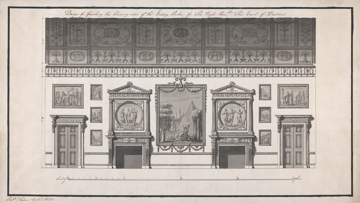 Maison Headfort, Salle à manger, côté cheminée - Robert Adam