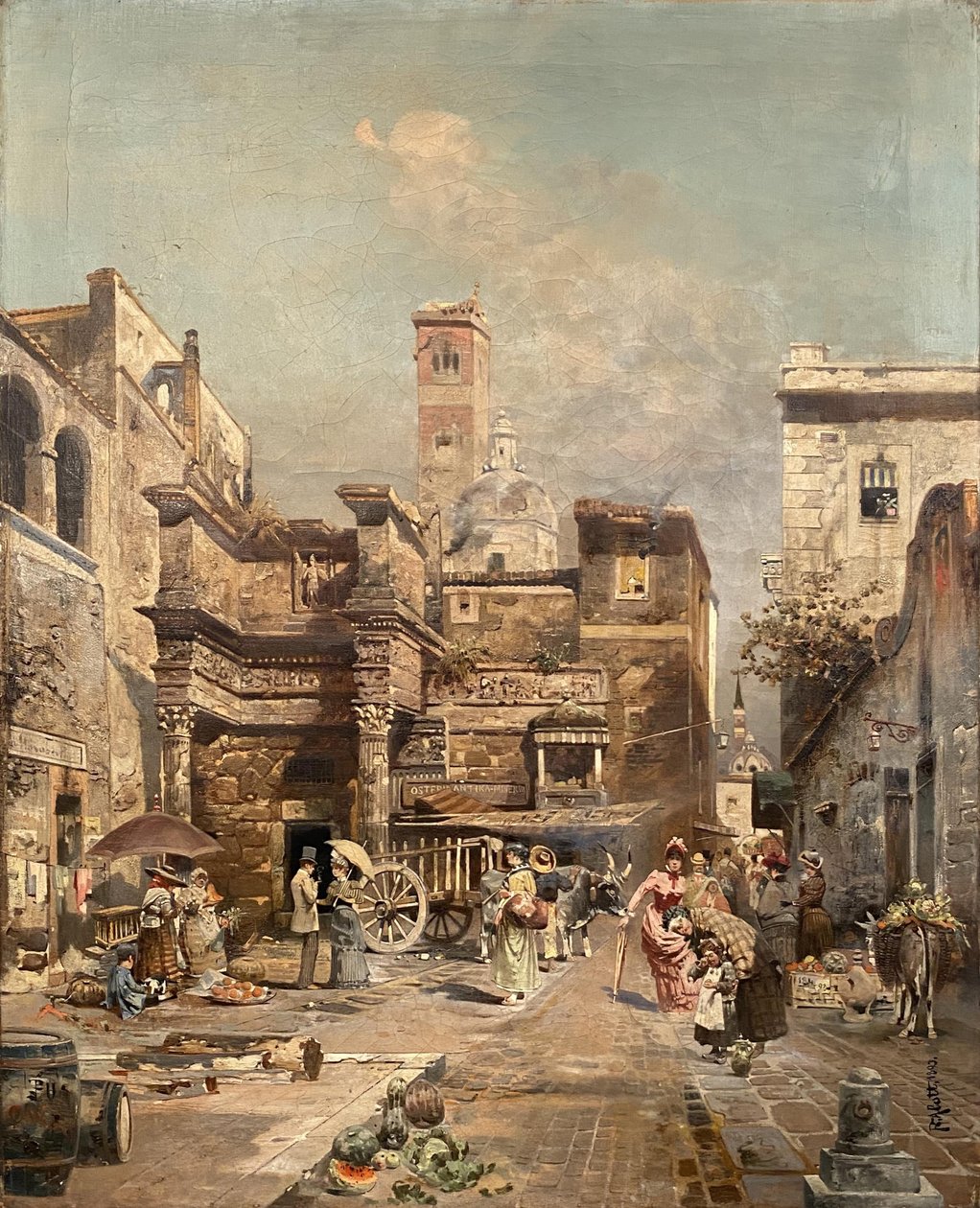 Une scène de rue romaine - Robert Alott