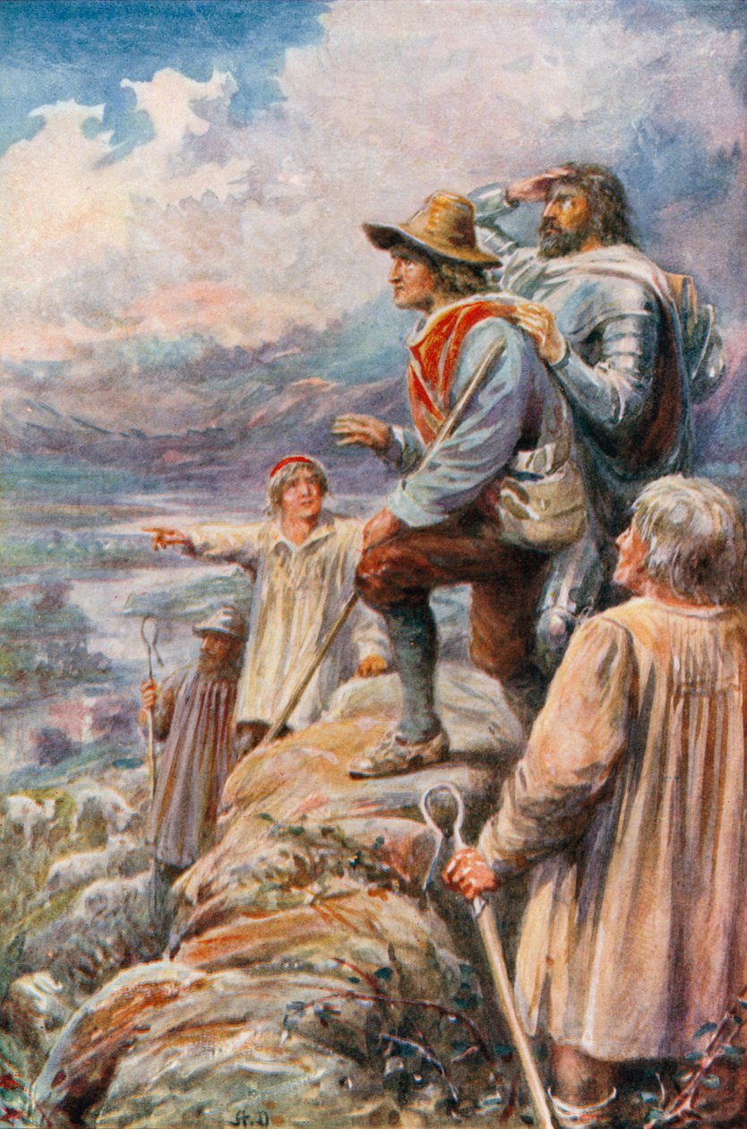 Les pèlerins sur les montagnes délectables (lithographie couleur) - Robert Ambrose (after) Dudley