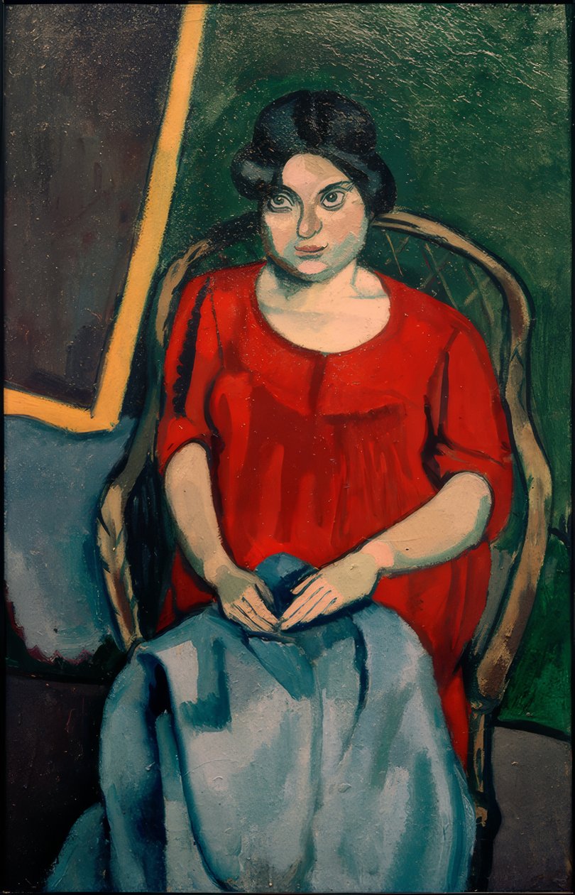 Femme en robe rouge - Robert Bereny