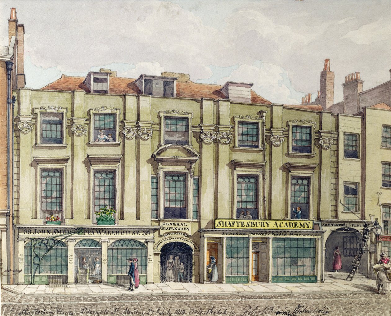 Maison Shaftesbury, Aldersgate Street, Londres, 1819 - Robert Blemell Schnebbelie