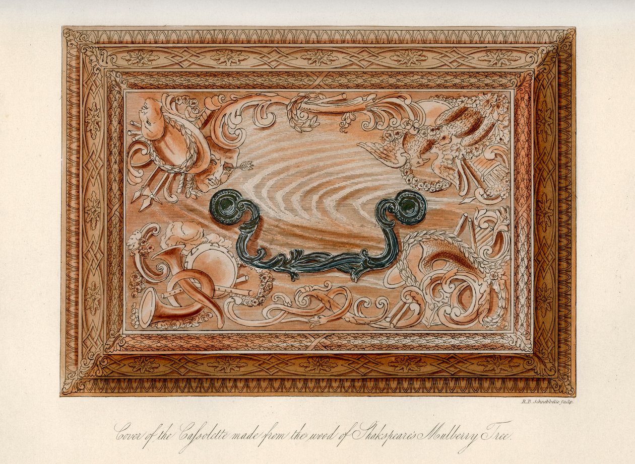 Cassolette sculptée en bois du mûrier de Shakespeare, 18e siècle - Robert Blemmell Schnebbelie