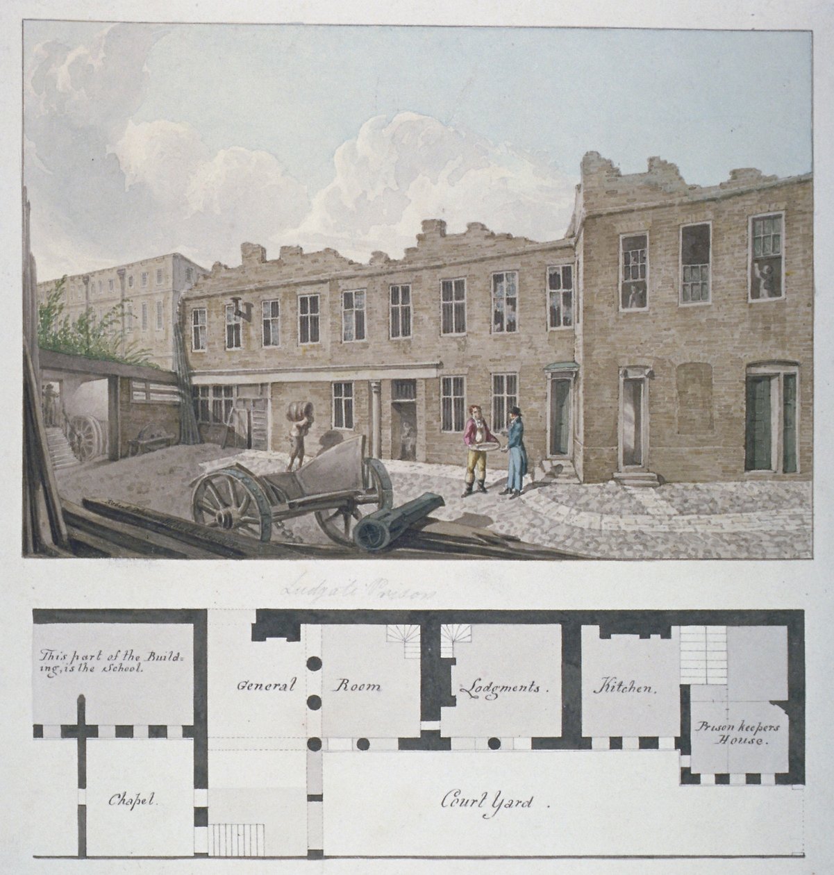 Prison de Ludgate avec un plan de l