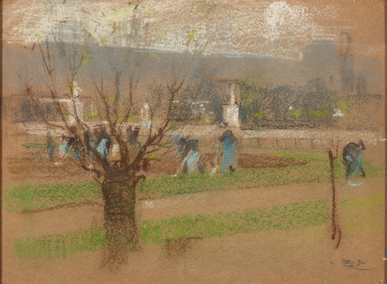 Plantation de bulbes dans les jardins des Tuileries, Paris - Robert Brough