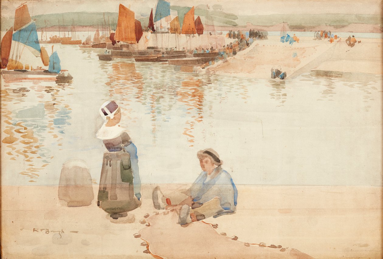 Figures sur le Mur du Port, Bretagne - Robert Brough