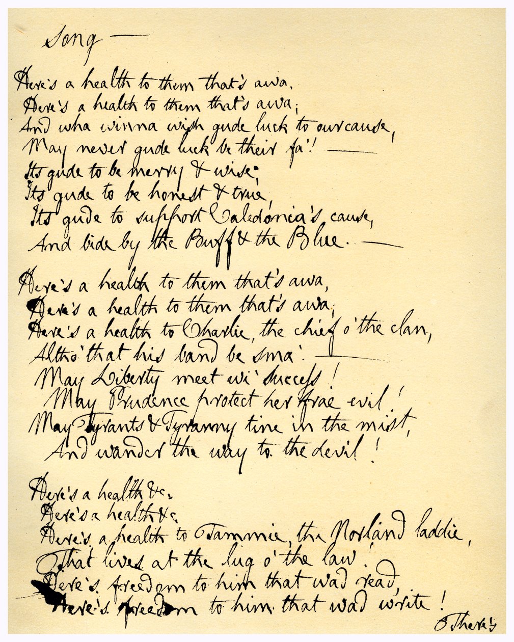 Voici une santé à ceux qui sont partis, vers 1792 - Robert Burns