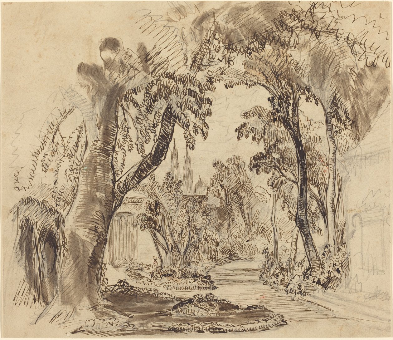 Un chemin de jardin bordé d