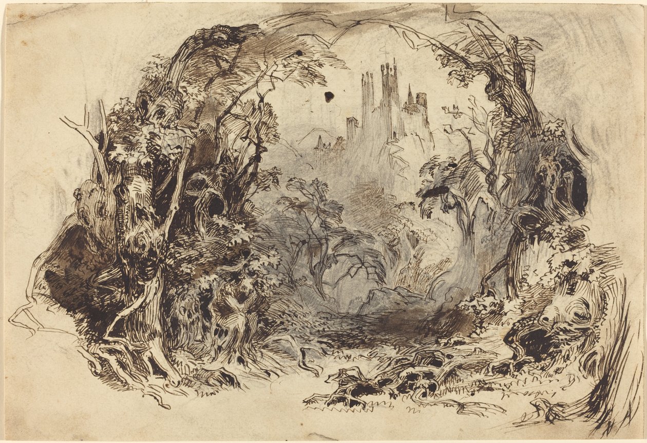 Château sur une colline (décor pour "La Belle au bois dormant et la Bête"?) - Robert Caney