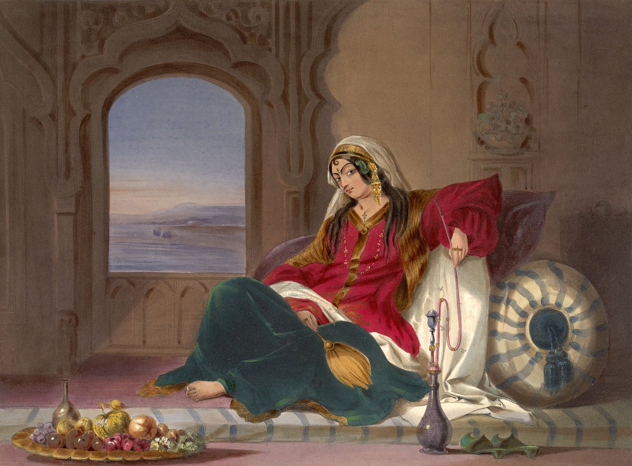 Dame de rang de Kandahar, en train de fumer, 1848 - Robert Carrick