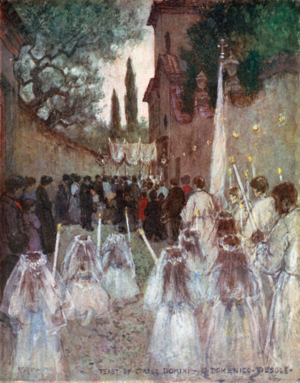 Fête du Corpus Christi (lithographie couleur) - Robert Charles Goff