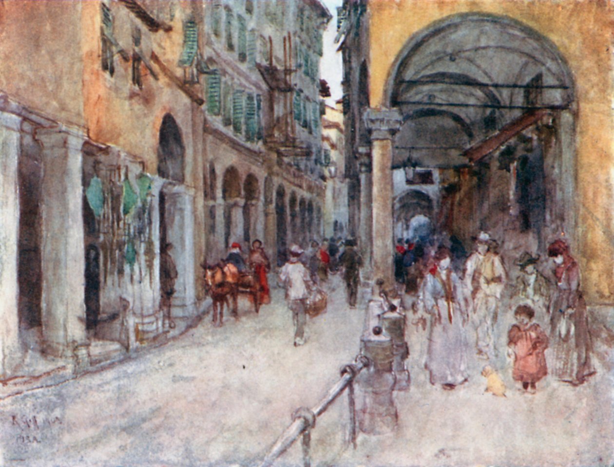 Étude de rue à Pise (lithographie couleur) - Robert Charles Goff