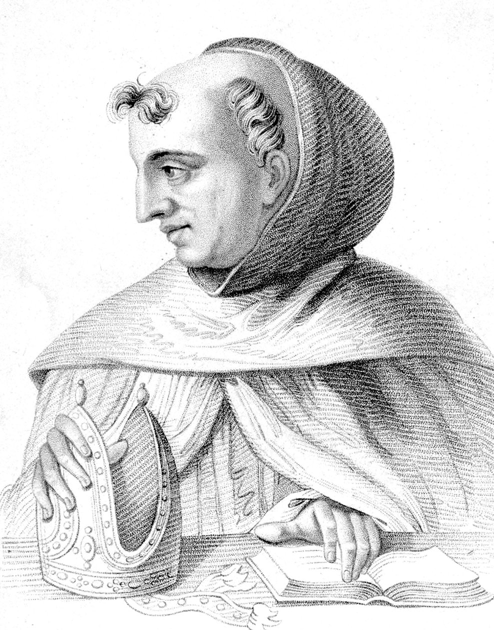 Moine dominicain allemand, scientifique, philosophe et théologien, gravure de Cooper Rober - Robert Cooper