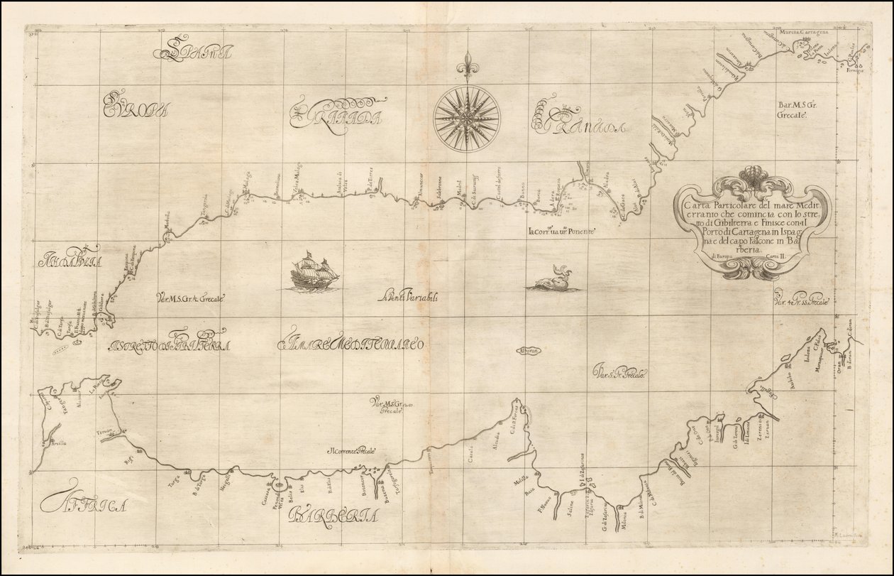 Carte de 1646 de la Méditerranée occidentale et de Gibraltar par Robert Dudley - Robert Dudley