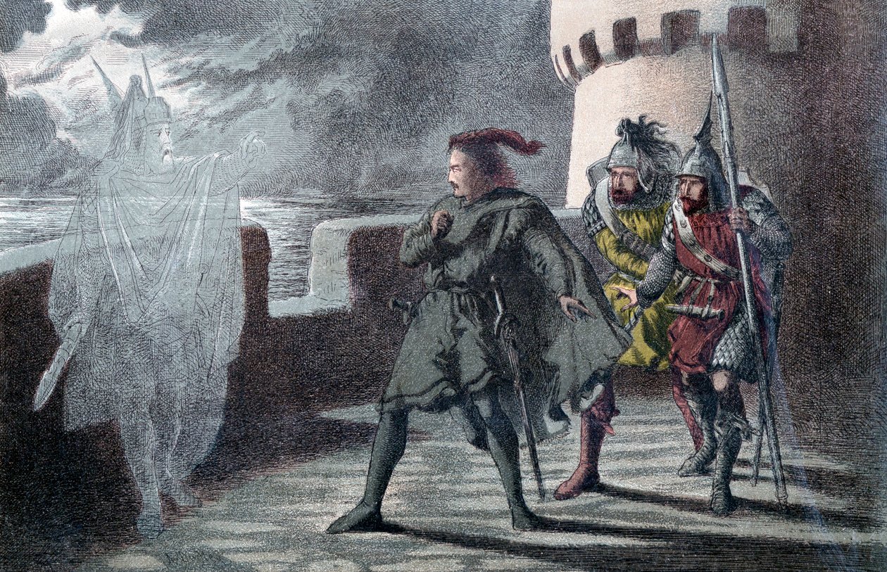 Hamlet voyant le fantôme de son père sur les remparts du château d