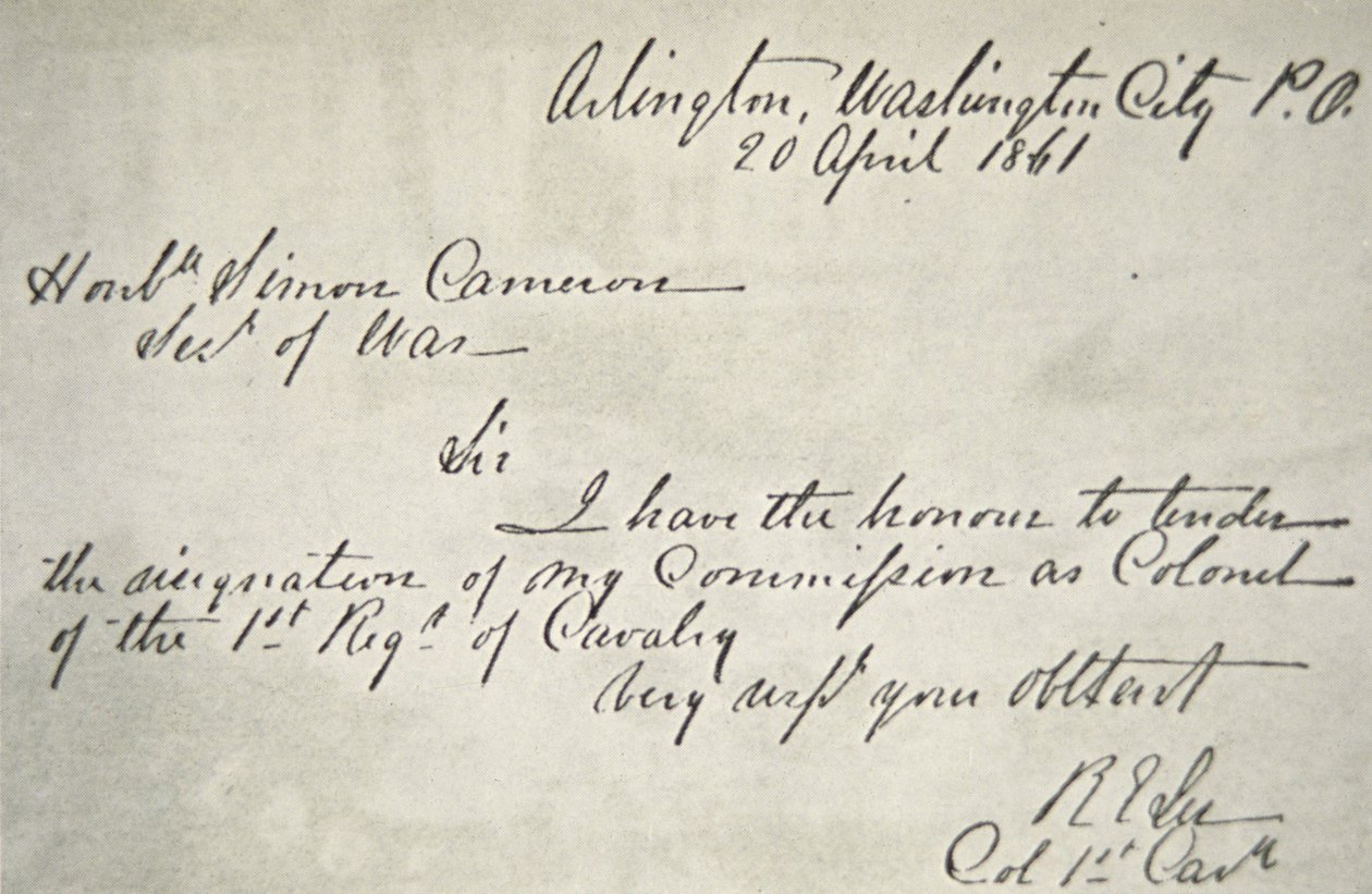 Lettre de démission de Robert E. Lee de l