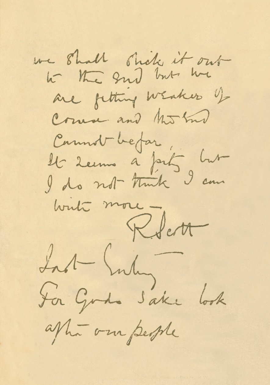 Fac-similé du message au public, 29 mars 1912, 1913 - Robert Falcon Scott