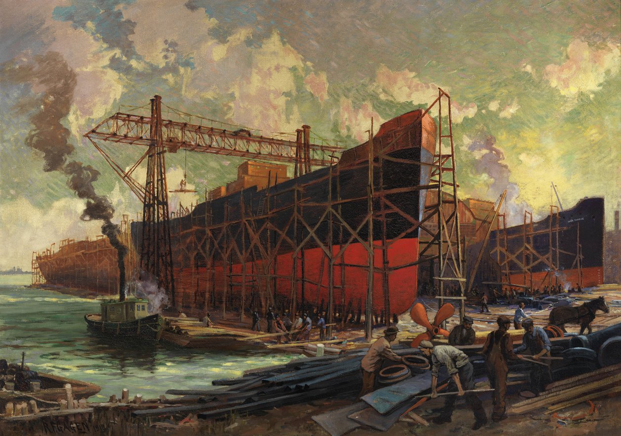 Construction navale à Ashbridges Bay, Toronto, 1918 - Robert Ford Gagen