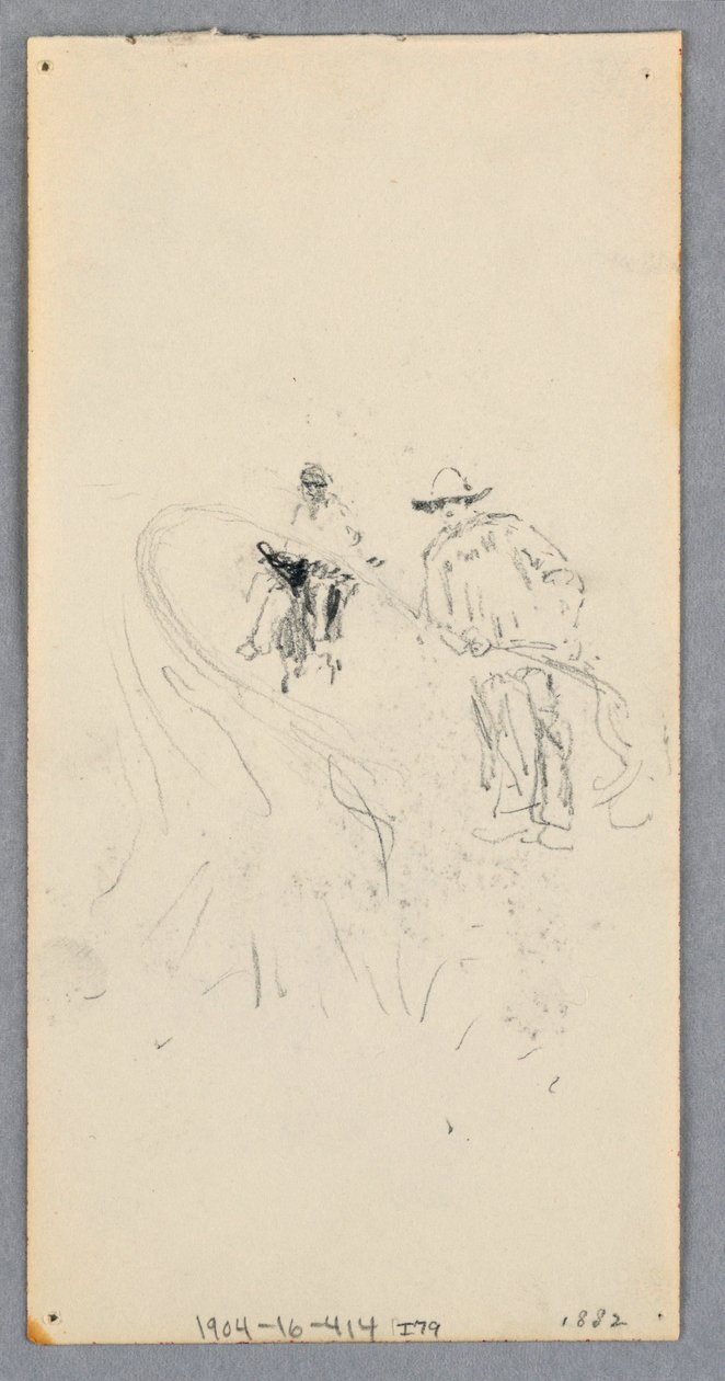 Dessin, Mur extérieur : Baie, balcon et corniche (recto) ; deux personnages et lignes non identifiées (verso), 1882 - Robert Frederick Blum