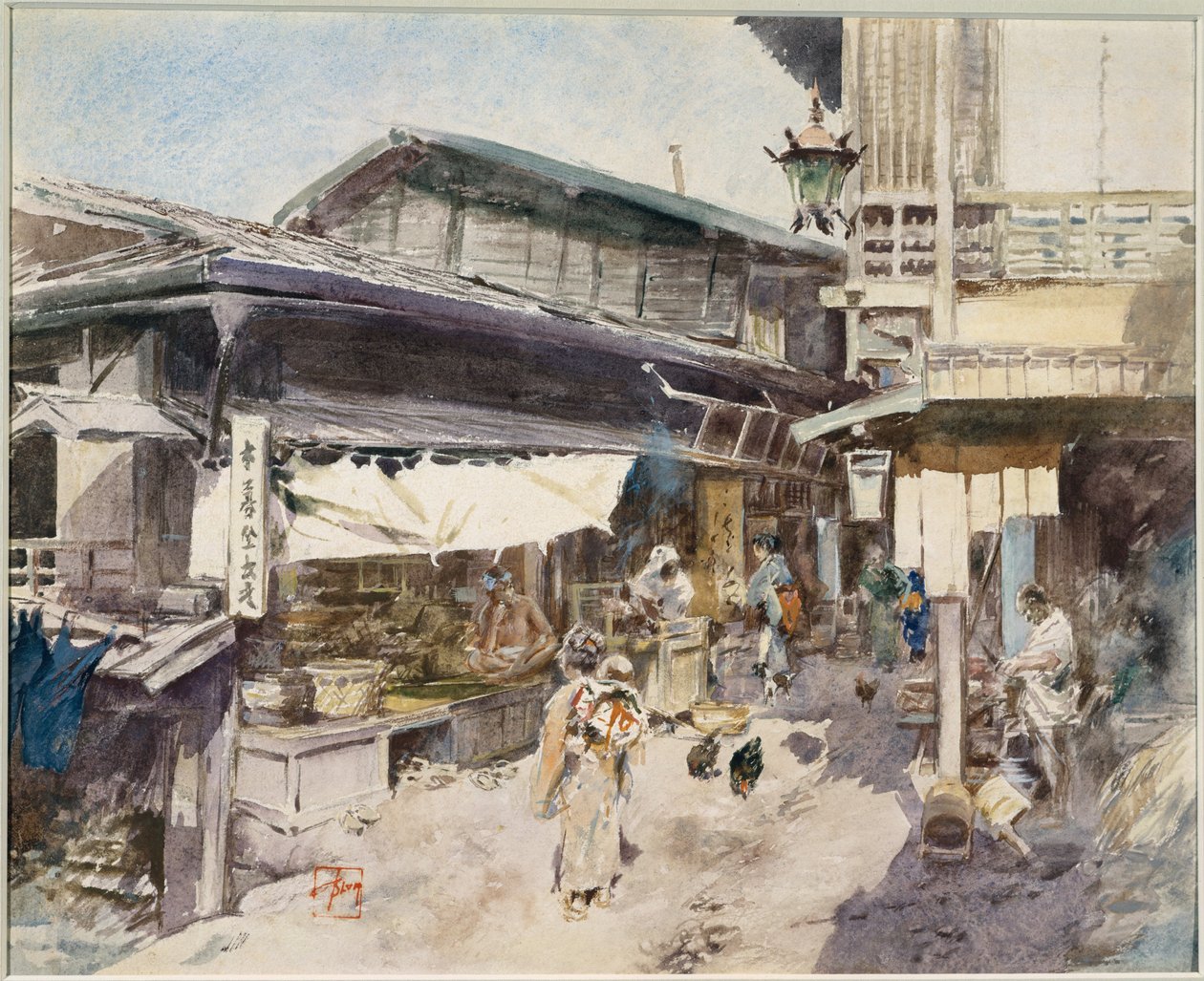 Scène de rue à Ikao, Japon (aquarelle) - Robert Frederick Blum