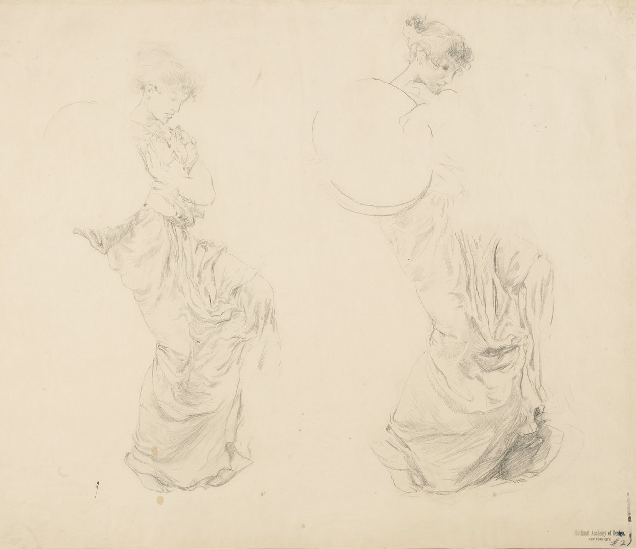 Étude de deux figures féminines pour la fresque Moods to Music - Robert Frederick Blum
