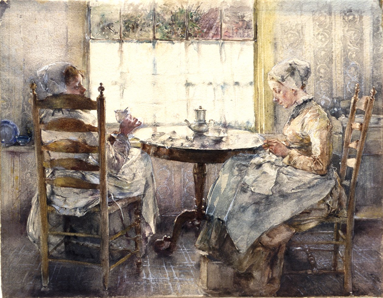 Deux jeunes filles hollandaises prenant le café - Robert Frederick Blum