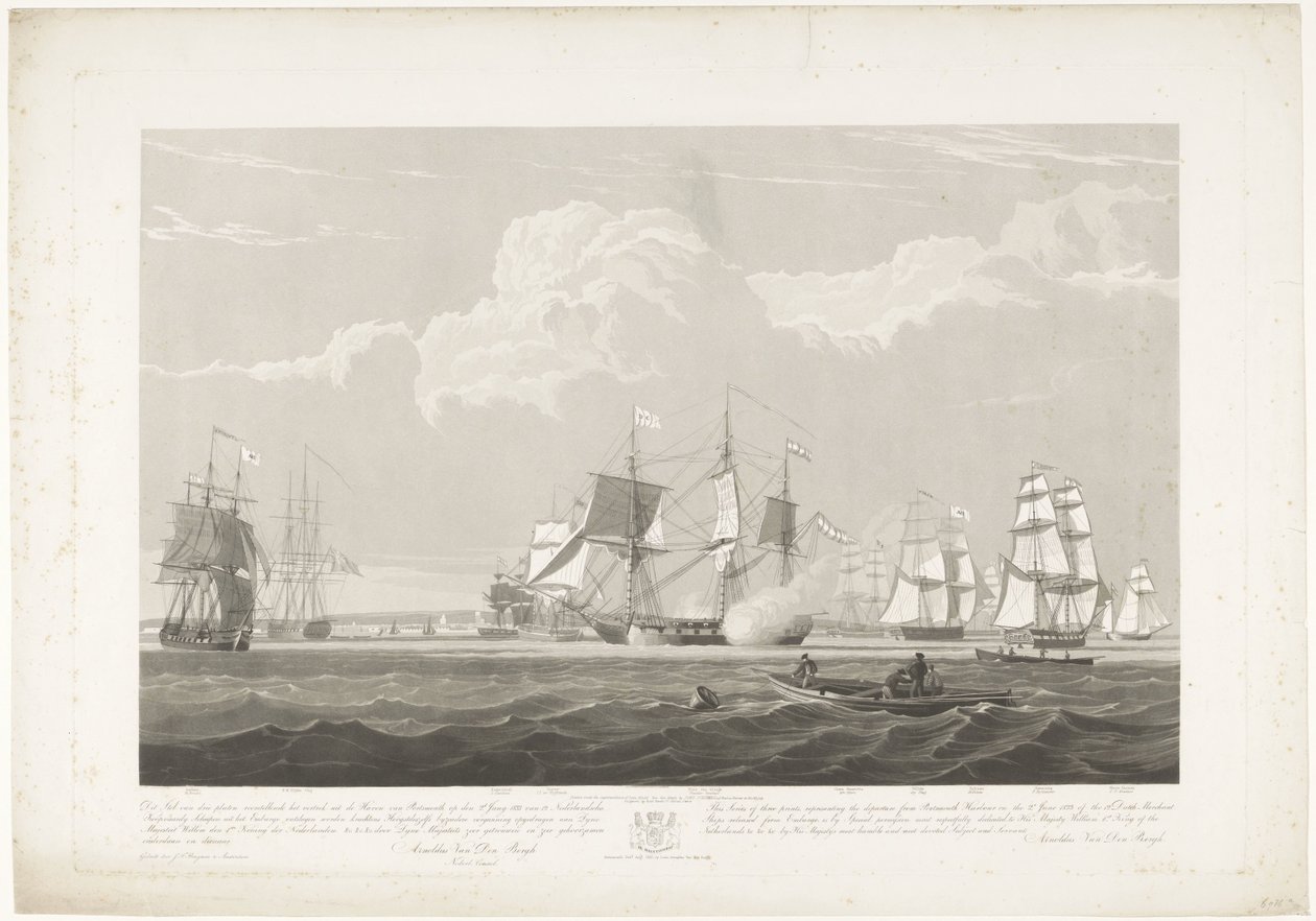 Départ de douze navires marchands néerlandais du port de Portsmouth, 1833 - Robert Havell (II)