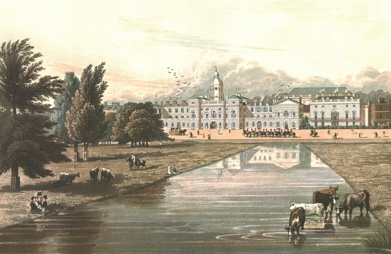 Les Horse Guards et Melbourne House, vers 1821 - Robert Havell