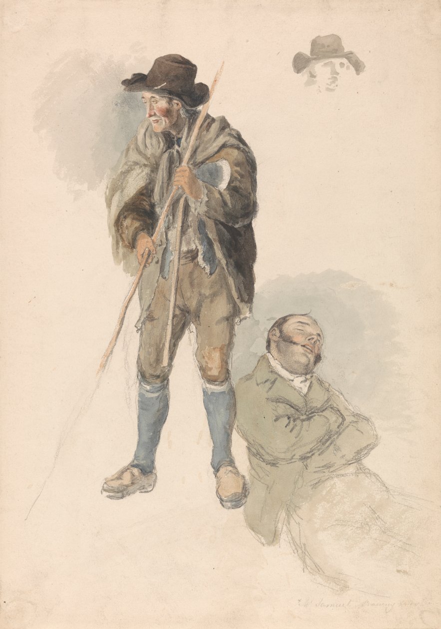 Études de Figures: Un Travailleur Agricole, M. Samuel, le Maître de Dessin Allongé et Somnolent, et une Légère Esquisse d