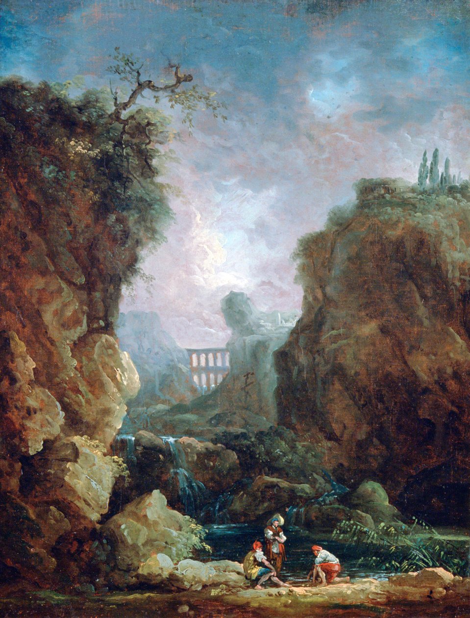 Paysage avec cascade et aqueduc, vers 1750-1808 - Robert Hubert