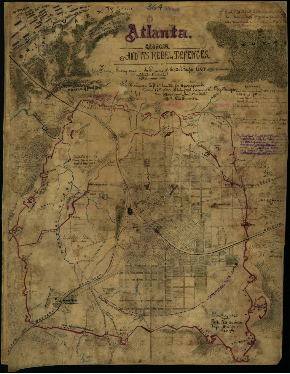 Atlanta, Géorgie et ses défenses rebelles (sic) LOC gvhs01.vhs00311 - Robert Knox Sneden