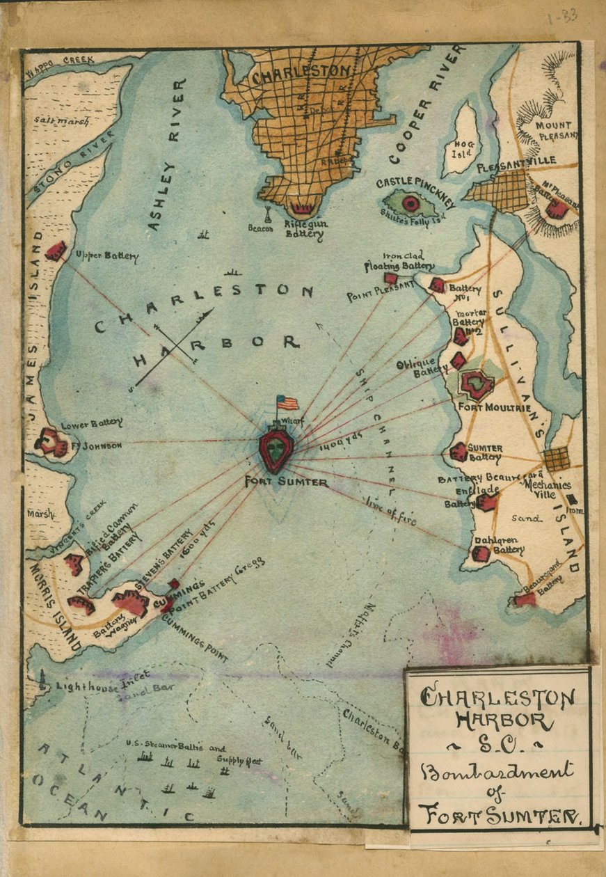 Port de Charleston S.C. Bombardement de Fort Sumter. LOC gvhs01.vhs00058 - Robert Knox Sneden
