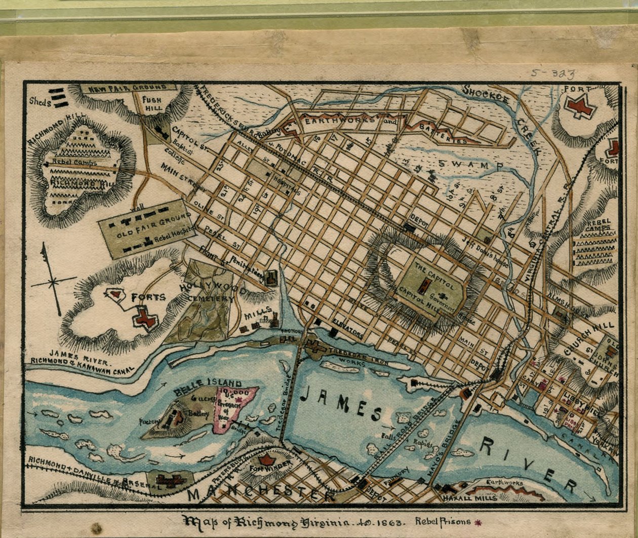 Carte de Richmond, Virginie...1863. LOC gvhs01.vhs00051 - Robert Knox Sneden