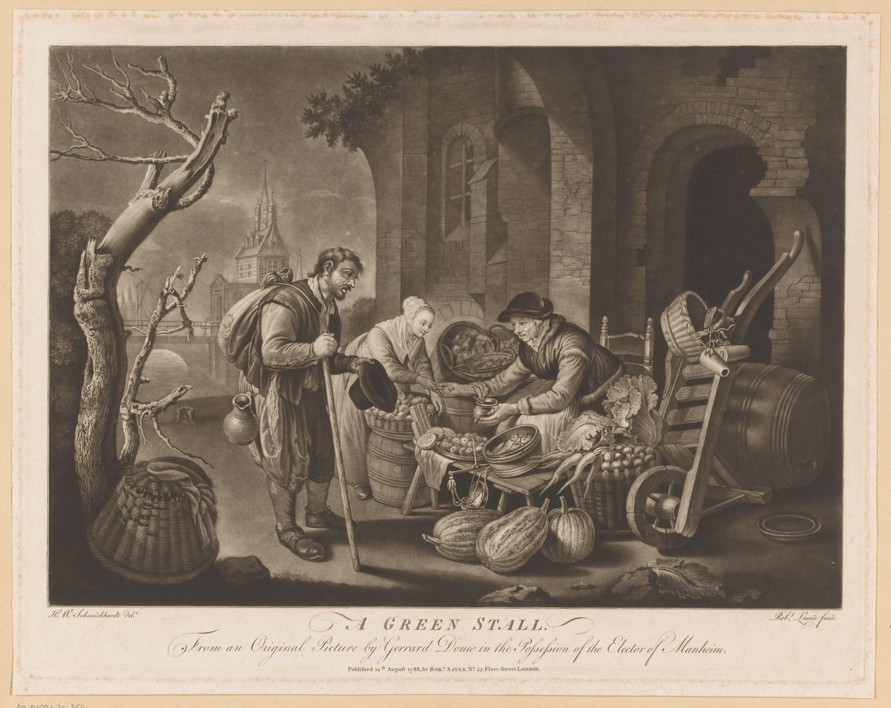 Étal de légumes et mendiant - Robert Laurie