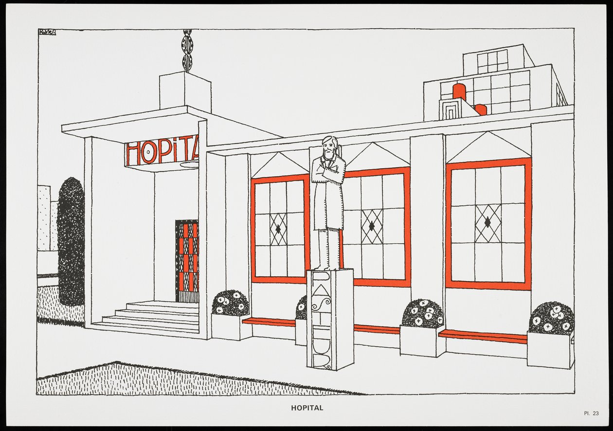 Hôpital, de Une Cité Moderne, Dessins de Rob Mallet-Stevens Architecte, 1987 - Robert Mallet Stevens