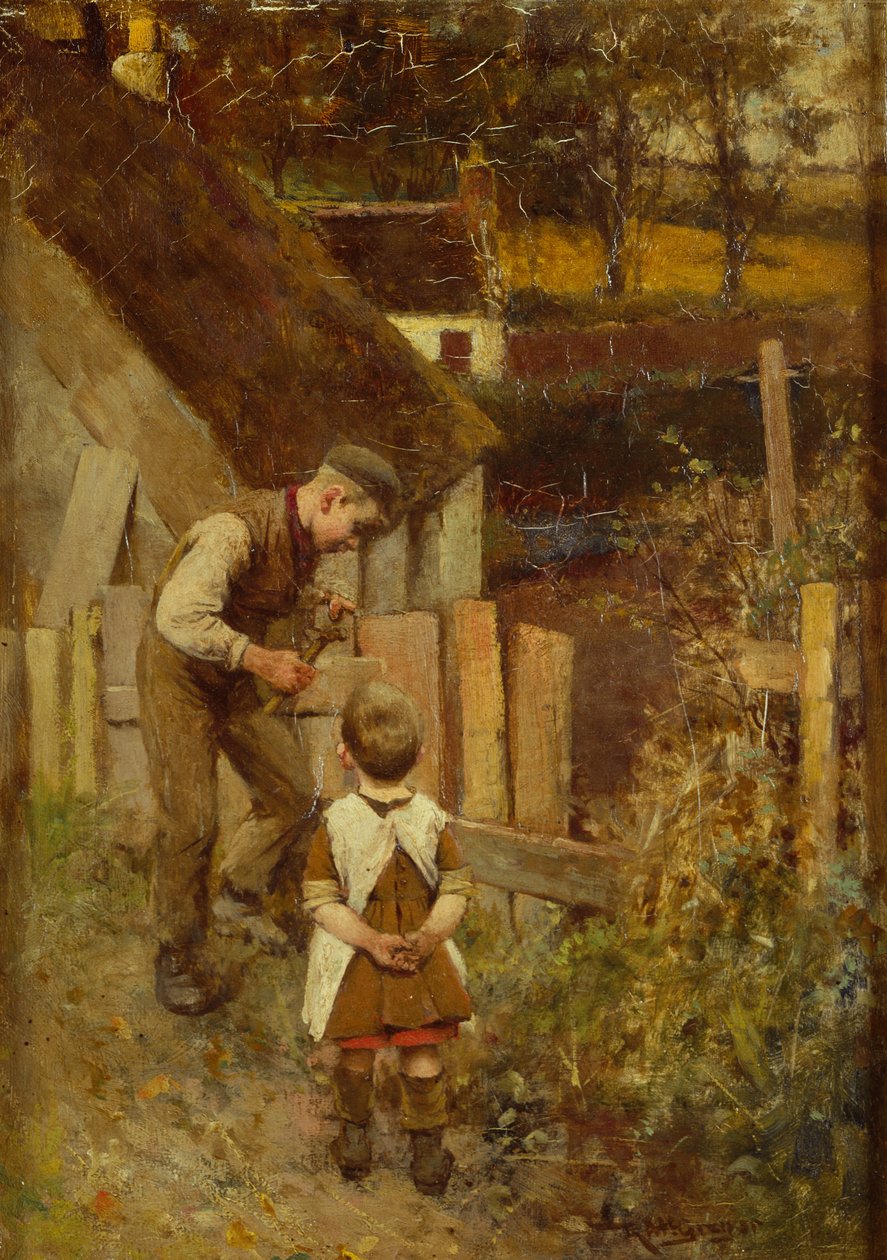Réparer la clôture (huile sur toile) - Robert McGregor